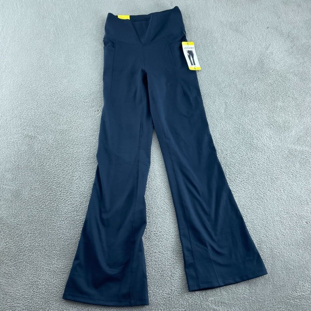 Jockey Womens Studio Flare Pant Small Neo Navy Polyester/Spandex NWT 0564